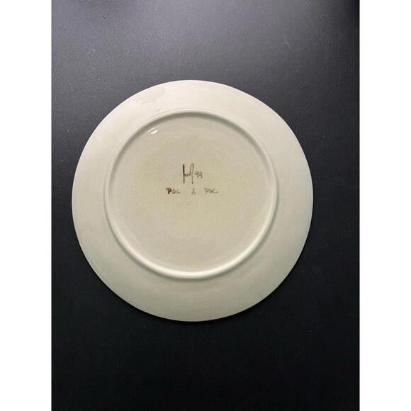 Poc à Poc France 1999 Linen-Texture Stoneware Dinner Plates Set of 8, 9” - Picture 10 of 14